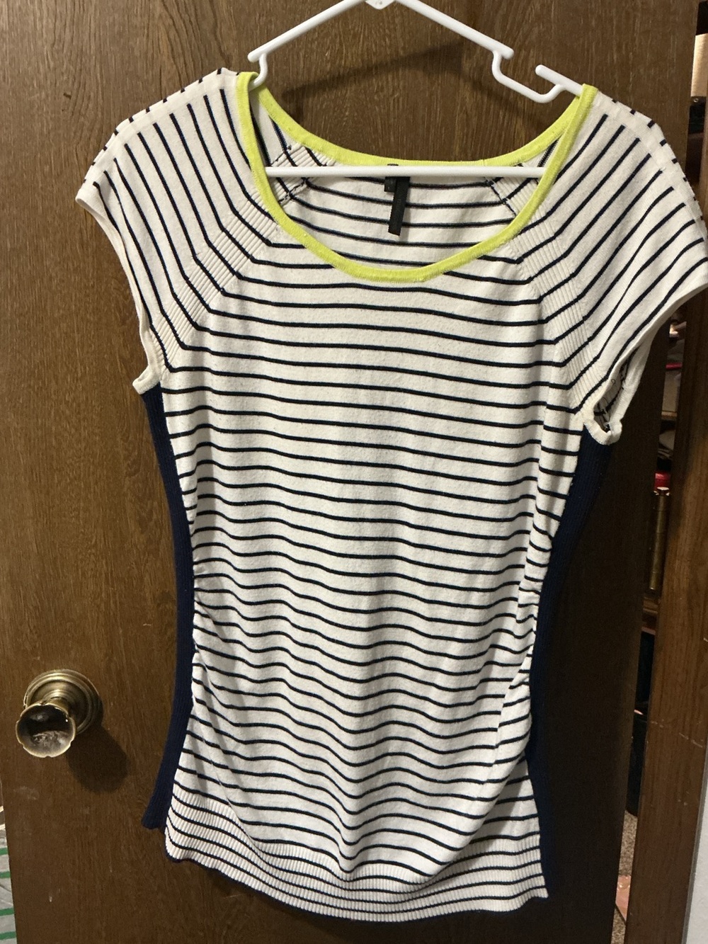 Maurices Striped Cap-Sleeve Top with Neon Trim